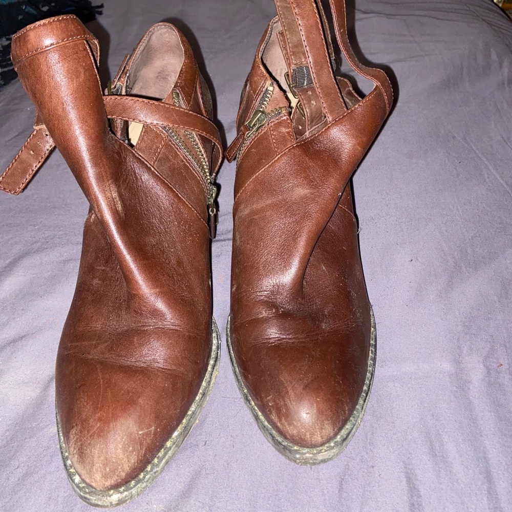 Cole Haan brown leather heeled strappy ankle boot